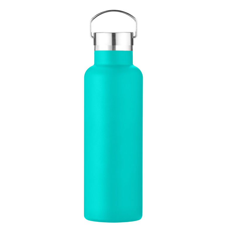 Insulated vacuum double wall luxury water bottle with easy-carry handle