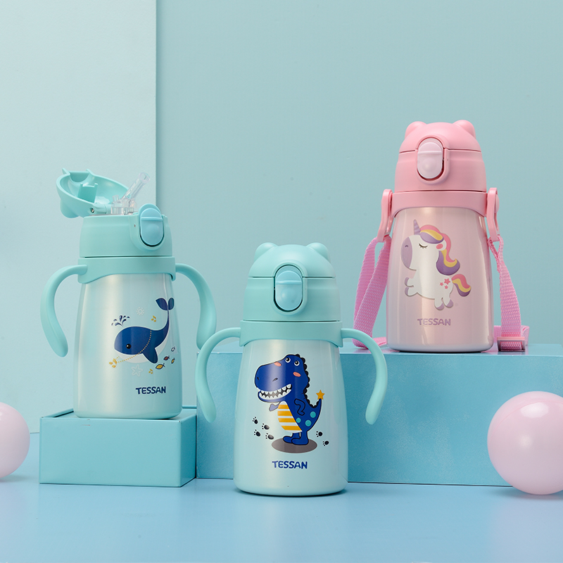 BPA-Free Children's Thermal Bottle With Silicone Straw Drink Bottles